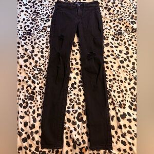 Hollister Black Distressed Skinny Jeans juniors 00R